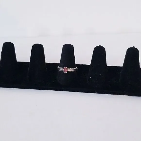 Antique faceted sterling silver garnet ring - Picture 2 of 6